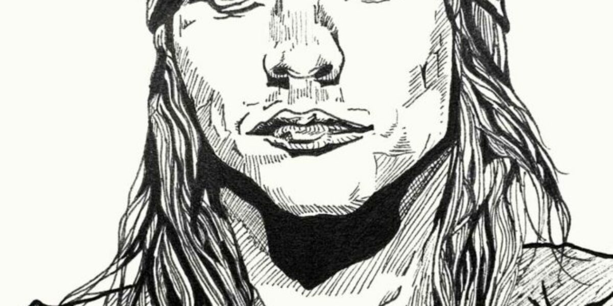 Portrait of Axl Rose. Guns N' Roses. Traditional illustration. Pen. David Lopera Gómez