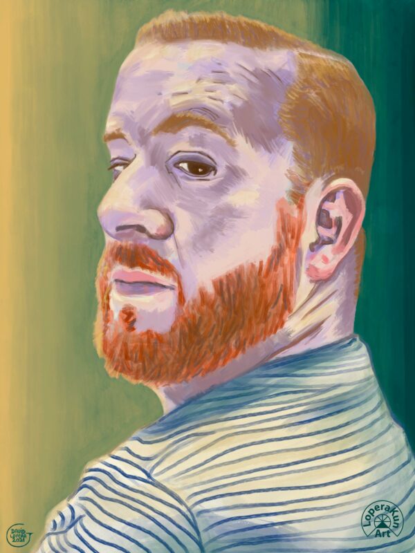 Self-portrait with striped jersey. David Lopera Gómez. Digital Painting. Procreate
