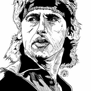 Portrait of Mark Knopfler. Dire Straits. Traditional illustration. Pen. David Lopera Gómez