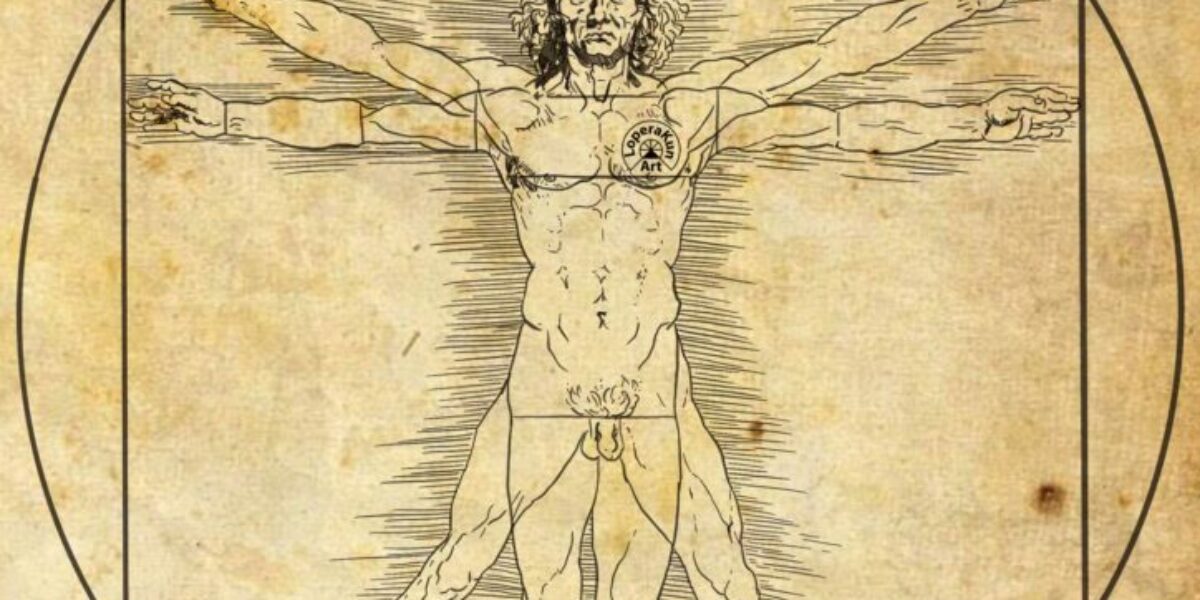 The Vitruvian Man. Leonardo da Vinci. Digital illustration. Procreate. David Lopera Gómez