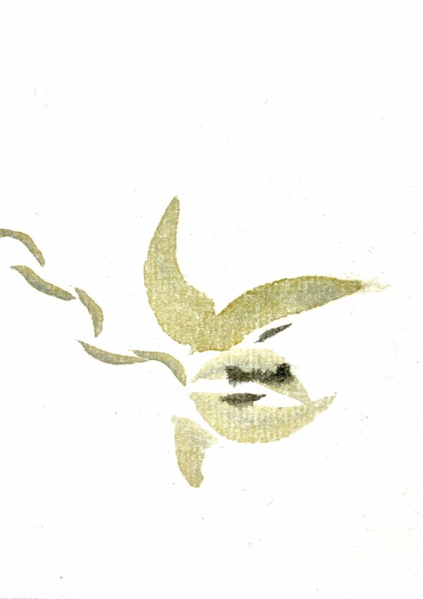 Cuarteto de orquídeas salvajes. Sumi-e. Tinta china sobre papel de arroz. Detalle flor 4