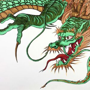 Dragón Nube II. Ilustración Manga. Tinta china, bolígrafo y rotuladores Copic de base de alcohol. David Lopera Gómez. Loperakun. Obra completa.